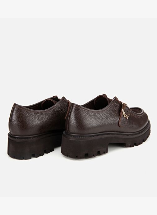 Kadın Süet Deri Kahverengi Toka Detaylı Yüksek Tabanlı Günlük Loafer 01AYH314360A480 - Görsel 5