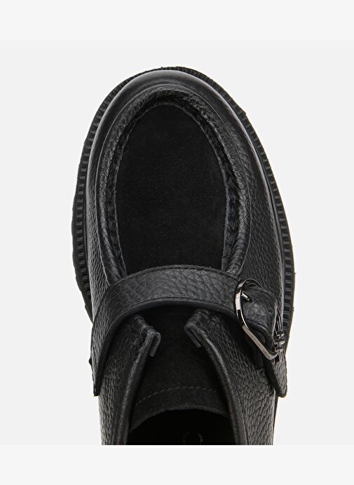 Kadın Süet Deri Siyah Toka Detaylı Yüksek Tabanlı Günlük Loafer 01AYH314360A100 - Görsel 6