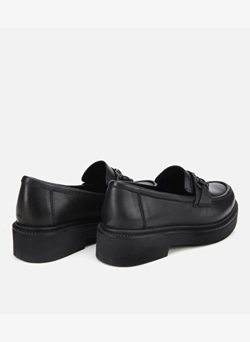 Kadın Deri Siyah Kalın Tabanlı Klasik Loafer 01AYH314410A100 - Görsel 5