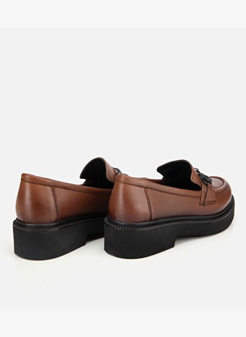 Kadın Deri Kahverengi Kalın Tabanlı Klasik Loafer 01AYH314410A410 - Görsel 5