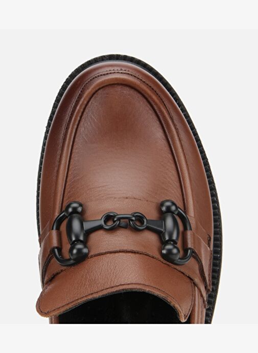 Kadın Deri Kahverengi Kalın Tabanlı Klasik Loafer 01AYH314410A410 - Görsel 6