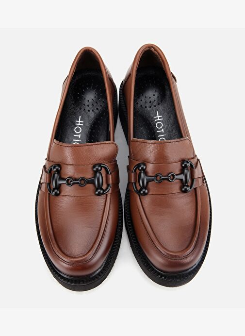 Kadın Deri Kahverengi Kalın Tabanlı Klasik Loafer 01AYH314410A410 - Görsel 7