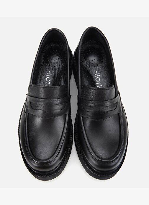 Kadın Deri Siyah Kalın Tabanlı Klasik Loafer 01AYH314420A100 - Görsel 7