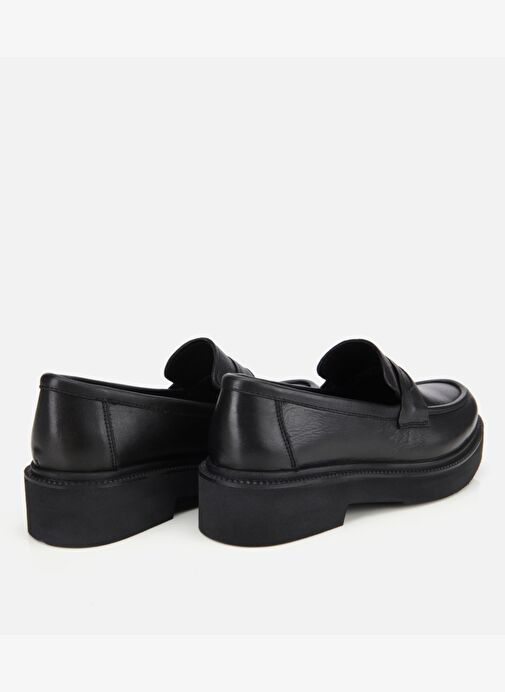 Kadın Deri Siyah Kalın Tabanlı Klasik Loafer 01AYH314420A100 - Görsel 5
