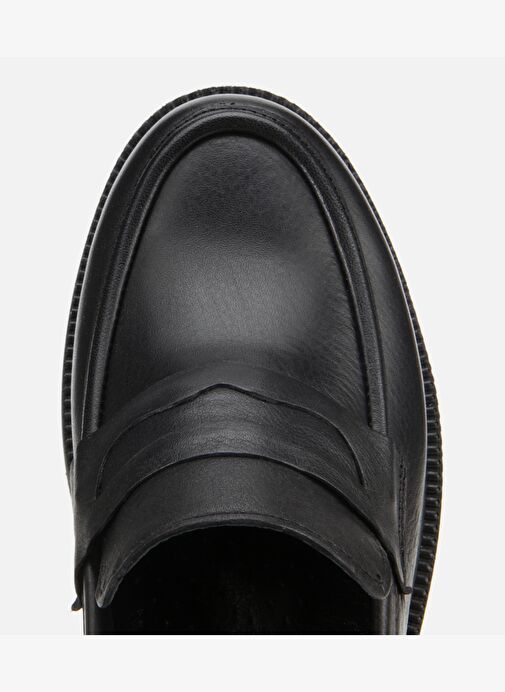 Kadın Deri Siyah Kalın Tabanlı Klasik Loafer 01AYH314420A100 - Görsel 6