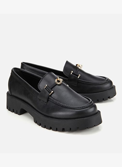 Kadın Siyah Kalın Tabanlı Klasik Loafer 01AYH314700A100 - Görsel 3