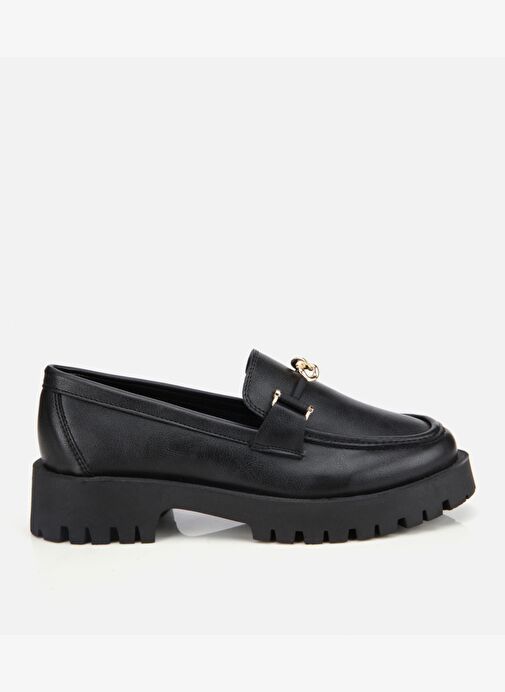 Kadın Siyah Kalın Tabanlı Klasik Loafer 01AYH314700A100 - Görsel 2