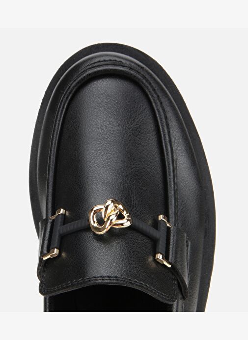 Kadın Siyah Kalın Tabanlı Klasik Loafer 01AYH314700A100 - Görsel 6