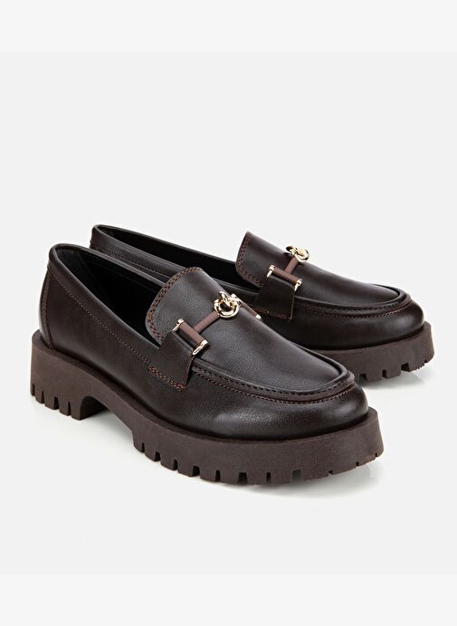 Kadın Kahverengi Kalın Tabanlı Klasik Loafer 01AYH314700A480 - Görsel 3