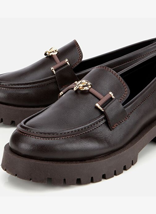 Kadın Kahverengi Kalın Tabanlı Klasik Loafer 01AYH314700A480 - Görsel 4
