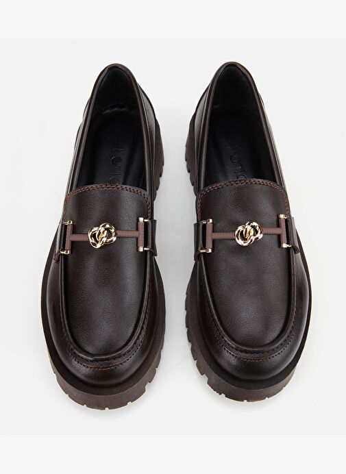 Kadın Kahverengi Kalın Tabanlı Klasik Loafer 01AYH314700A480 - Görsel 7