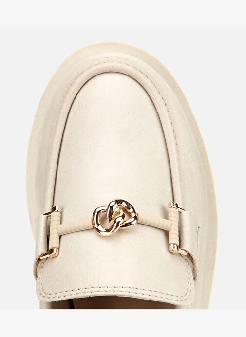 Kadın Ekru Kalın Tabanlı Klasik Loafer 01AYH314700A400 - Görsel 6