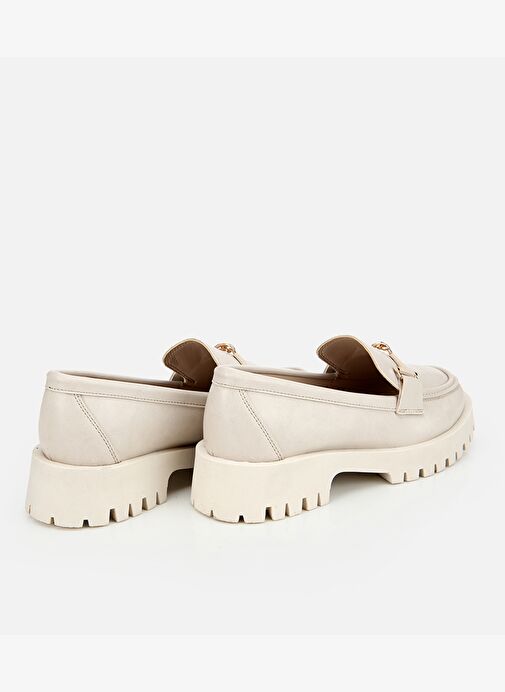 Kadın Ekru Kalın Tabanlı Klasik Loafer 01AYH314700A400 - Görsel 5