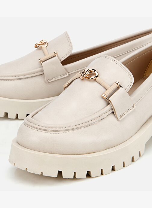 Kadın Ekru Kalın Tabanlı Klasik Loafer 01AYH314700A400 - Görsel 4