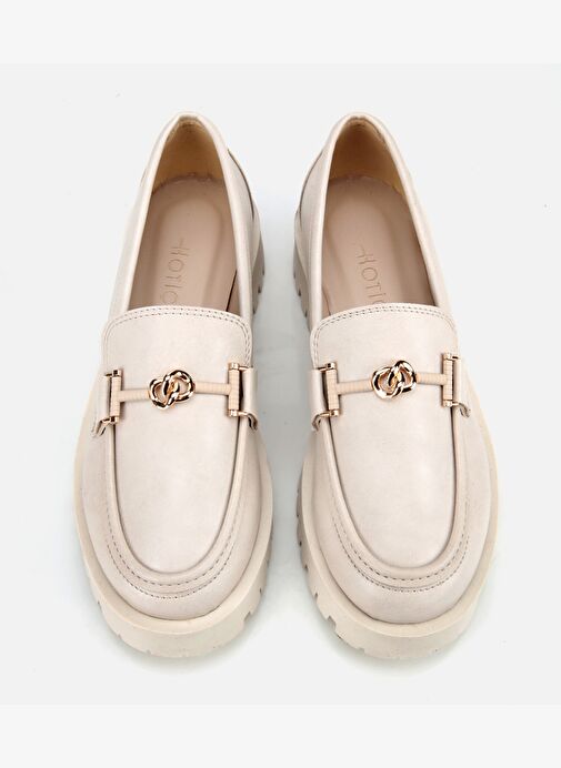 Kadın Ekru Kalın Tabanlı Klasik Loafer 01AYH314700A400 - Görsel 7