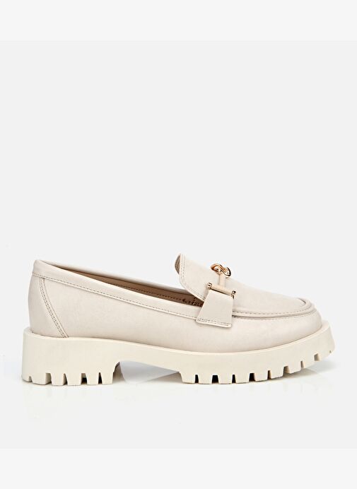 Kadın Ekru Kalın Tabanlı Klasik Loafer 01AYH314700A400 - Görsel 2