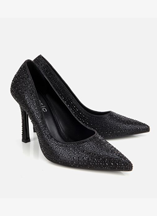 Kadın Siyah Taşlı Yüksek Topuklu Stiletto 01AYH314790A100 - Görsel 3
