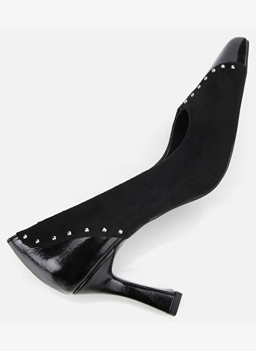 Kadın Süet Siyah Taşlı İnce Topuklu Stiletto 01AYH314810A100 - Görsel 7