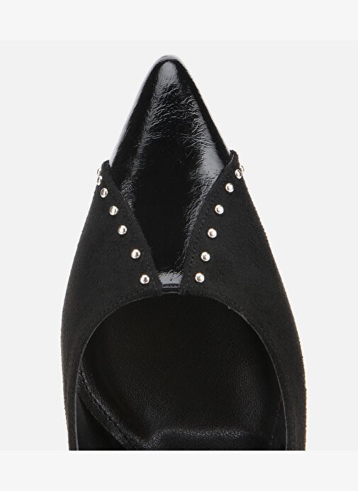 Kadın Süet Siyah Taşlı İnce Topuklu Stiletto 01AYH314810A100 - Görsel 6