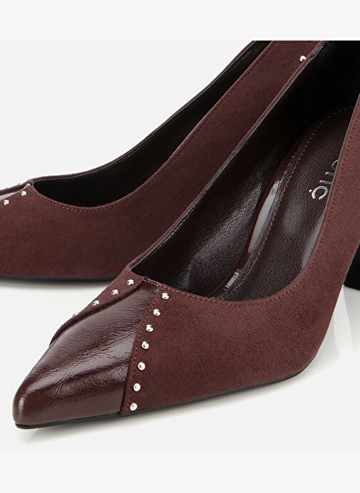 Kadın Süet Kahverengi Taşlı İnce Topuklu Stiletto 01AYH314810A480 - Görsel 4