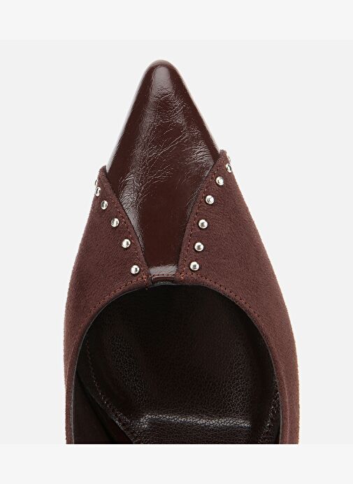 Kadın Süet Kahverengi Taşlı İnce Topuklu Stiletto 01AYH314810A480 - Görsel 6