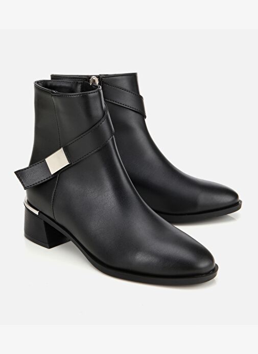 Kadın Siyah Metal Detaylı Bilekte Düz Bot 01BOH314860A100 - Görsel 3