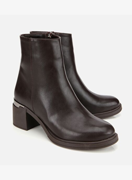 Kadın Kahverengi Metal Detaylı Kalın Tabanlı Bilekte Düz Bot 01BOH314910A480 - Görsel 3