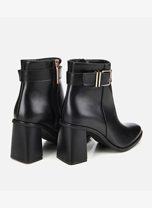 Kadın Siyah Tokalı Topuklu Bilekte Bot 01BOH314950A100 - Görsel 5