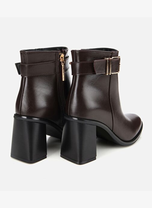 Kadın Kahverengi Tokalı Topuklu Bilekte Bot 01BOH314950A480 - Görsel 5