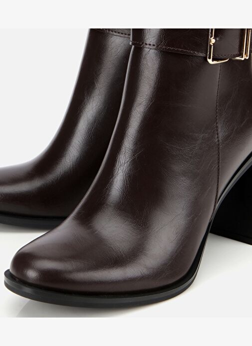 Kadın Kahverengi Tokalı Topuklu Bilekte Bot 01BOH314950A480 - Görsel 4