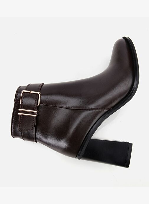 Kadın Kahverengi Tokalı Topuklu Bilekte Bot 01BOH314950A480 - Görsel 7