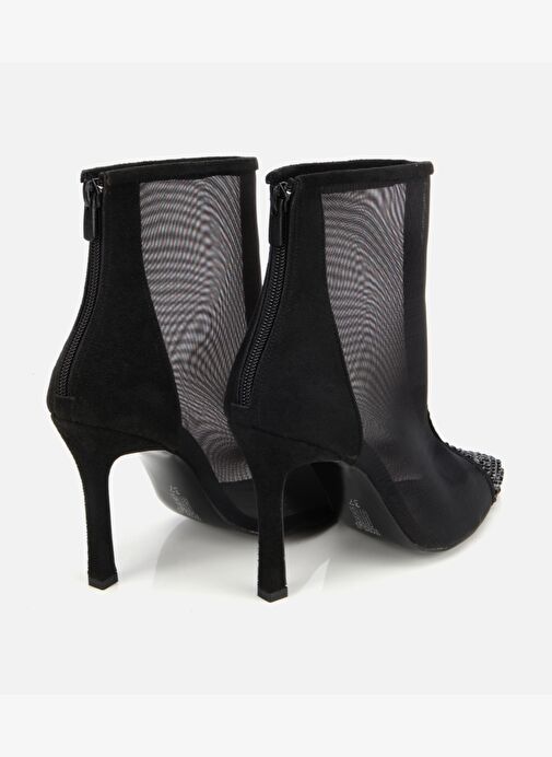 Kadın Siyah Transparan Taş Detaylı Bilekte Topuklu Bot 01BOH315020A100 - Görsel 5