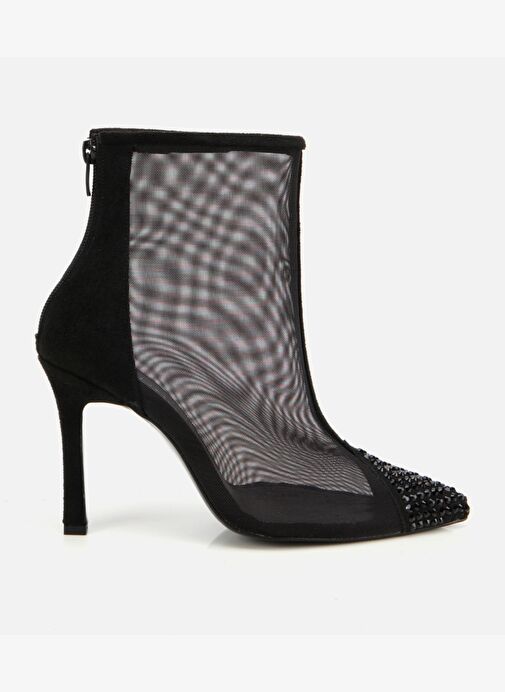 Kadın Siyah Transparan Taş Detaylı Bilekte Topuklu Bot 01BOH315020A100 - Görsel 2