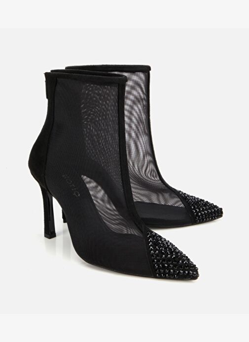 Kadın Siyah Transparan Taş Detaylı Bilekte Topuklu Bot 01BOH315020A100 - Görsel 3