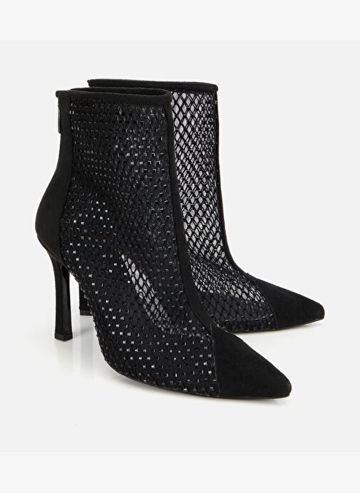 Kadın Siyah Fileli Taş Detaylı Bilekte Topuklu Bot 01BOH315030A100 - Görsel 3