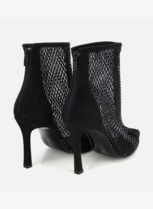 Kadın Siyah Fileli Taş Detaylı Bilekte Topuklu Bot 01BOH315030A100 - Görsel 5