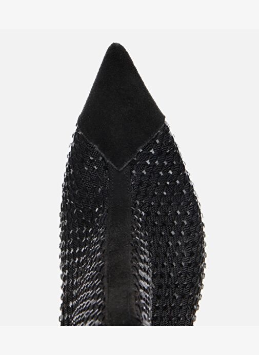 Kadın Siyah Fileli Taş Detaylı Bilekte Topuklu Bot 01BOH315030A100 - Görsel 6
