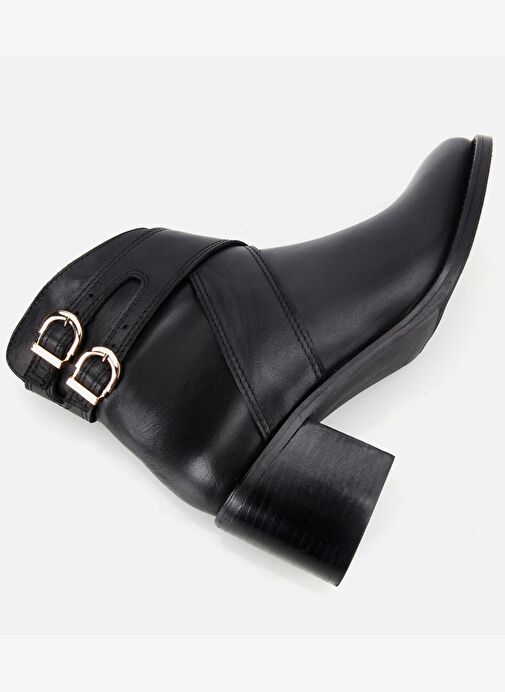 Kadın Deri Siyah Tokalı Bilekte Düz Bot 01BOH315360A100 - Görsel 7