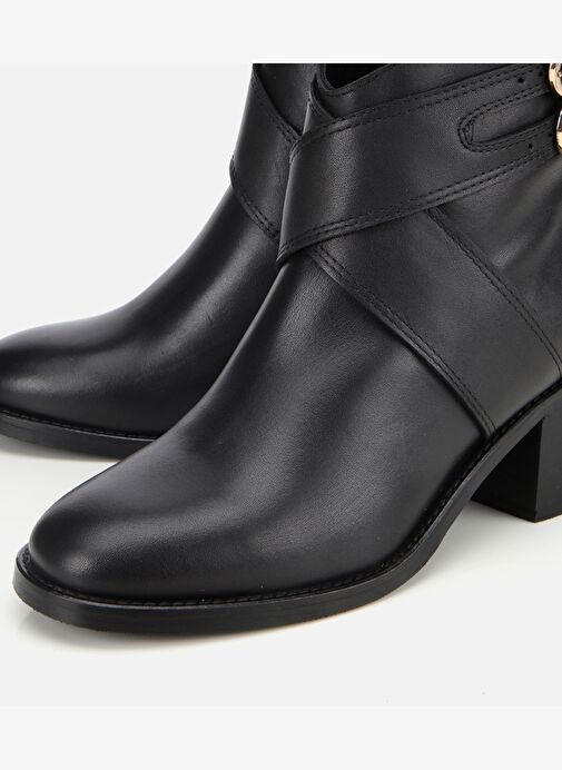Kadın Deri Siyah Tokalı Bilekte Düz Bot 01BOH315360A100 - Görsel 4