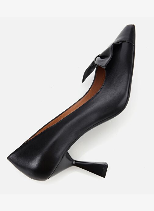 Kadın Deri Siyah Fiyonk Detaylı İnce Topuklu Stiletto 01AYH315460A100 - Görsel 7