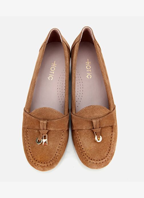 Kadın Süet Deri Taba Dolgu Topuklu Rahat Günlük Loafer 01AYH315600A340 - Görsel 7