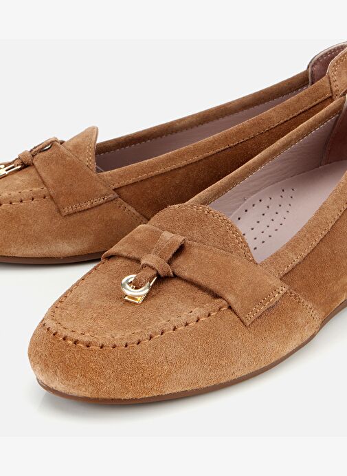 Kadın Süet Deri Taba Dolgu Topuklu Rahat Günlük Loafer 01AYH315600A340 - Görsel 4