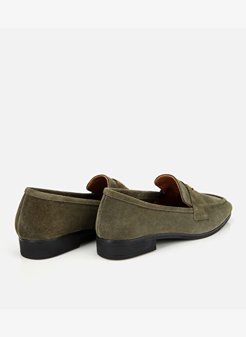 Kadın Süet Deri Haki Yumuşak Dokulu Klasik Loafer 01AYH312410A840 - Görsel 5