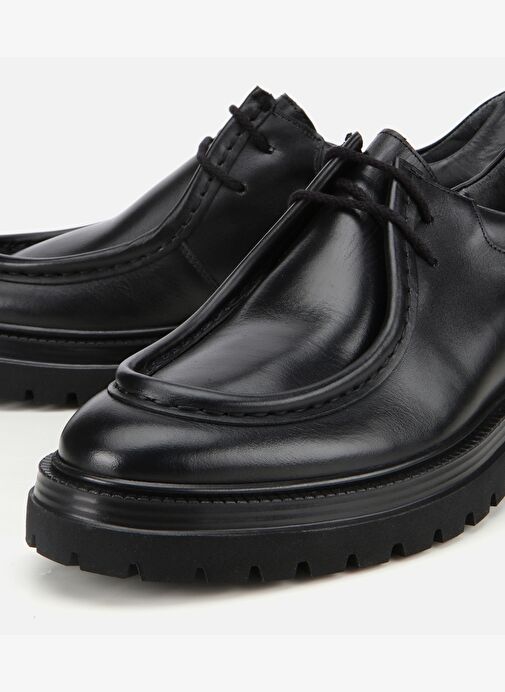 Erkek Deri Siyah Yumuşak Dokulu Bağcıklı Yüksek Tabanlı Klasik Ayakkabı 02AYH316640A100 - Görsel 4
