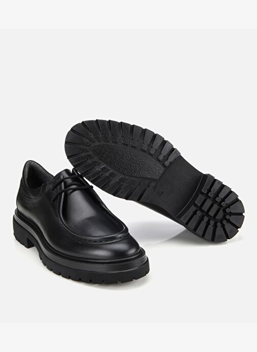 Erkek Deri Siyah Yumuşak Dokulu Bağcıklı Yüksek Tabanlı Klasik Ayakkabı 02AYH316640A100 - Görsel 7