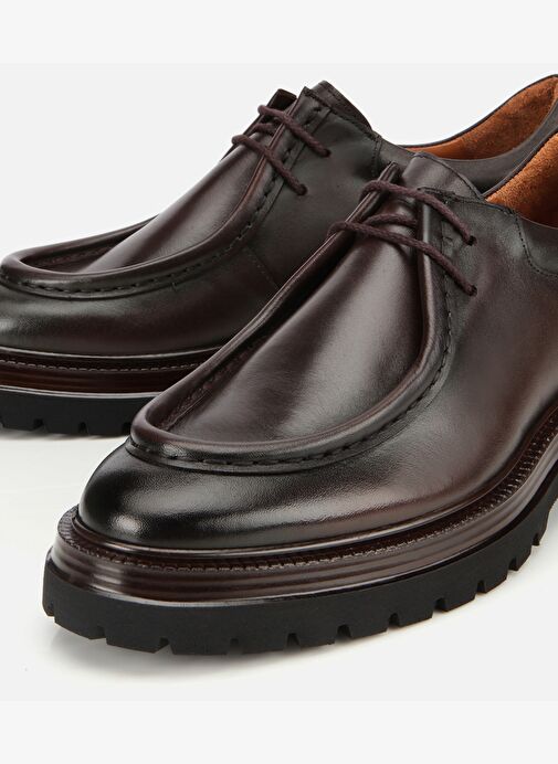 Erkek Deri Kahverengi Yumuşak Dokulu Bağcıklı Yüksek Tabanlı Klasik Ayakkabı 02AYH316640A480 - Görsel 4