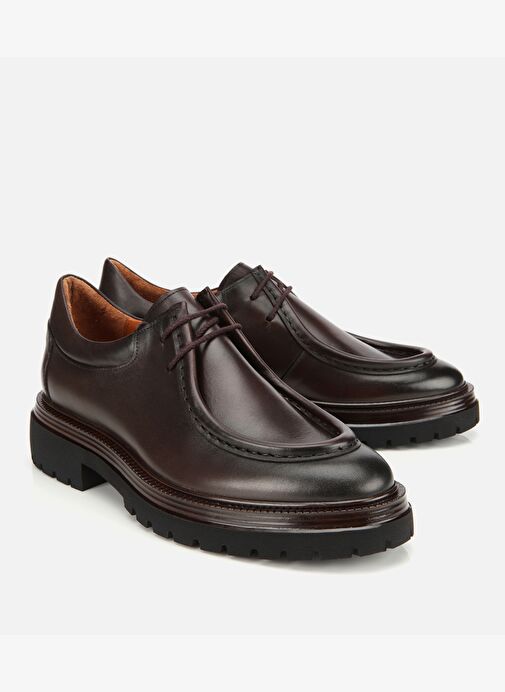 Erkek Deri Kahverengi Yumuşak Dokulu Bağcıklı Yüksek Tabanlı Klasik Ayakkabı 02AYH316640A480 - Görsel 3