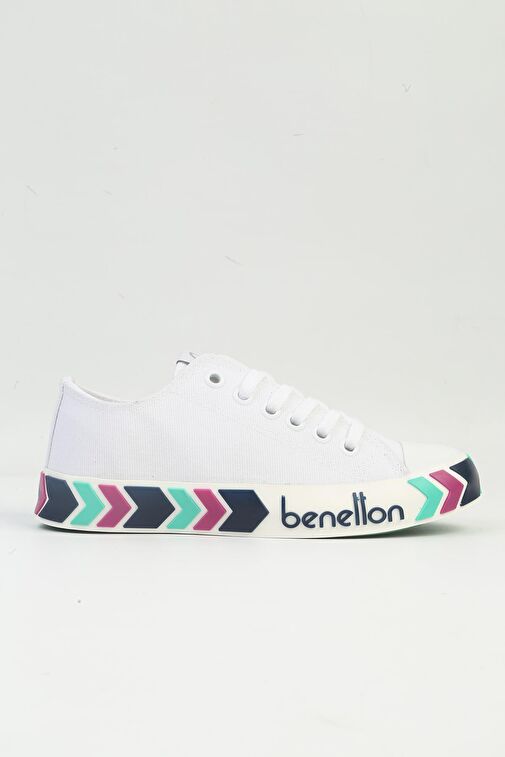 United Colors of Benetton Beyaz Kadın Sneaker BN-90620-Beyaz Lacivert - Görsel 2