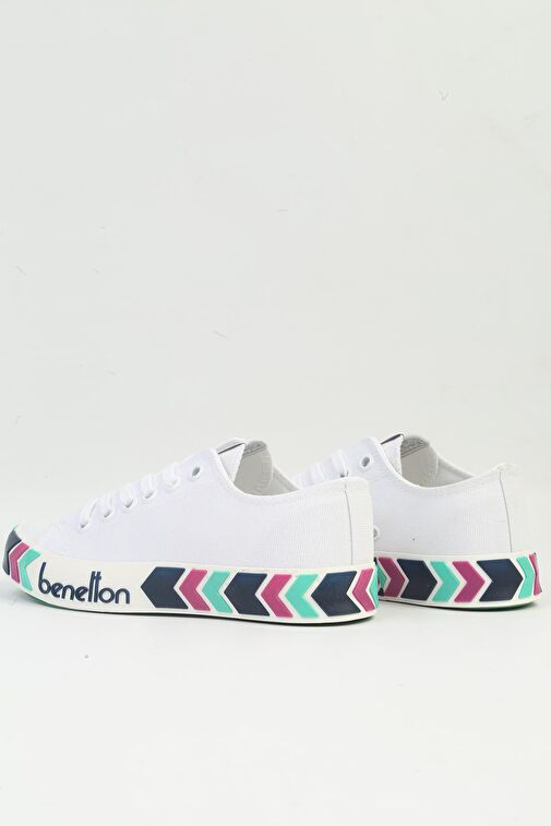 United Colors of Benetton Beyaz Kadın Sneaker BN-90620-Beyaz Lacivert - Görsel 4