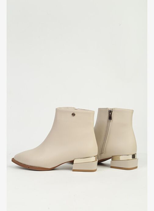 Krem Yarım Fermuarlı Bot PC-54991 - Görsel 4